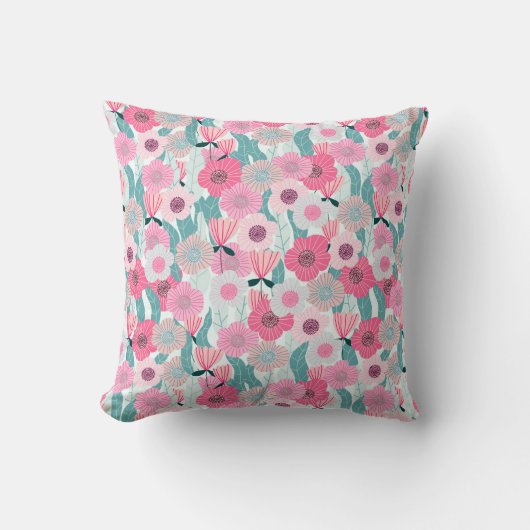 Abstract pastel floral pattern. Beautiful pink flo クッション (正面)