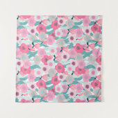 Abstract pastel floral pattern. Beautiful pink flo タペストリー (正面(横))