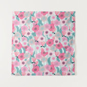 Abstract pastel floral pattern. Beautiful pink flo タペストリー (正面)