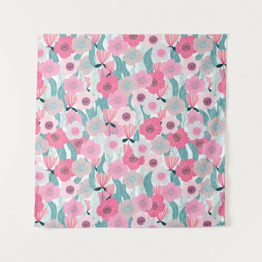 Abstract pastel floral pattern. Beautiful pink flo タペストリー (正面)