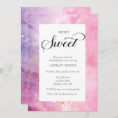 Abstract Pastel Pink Purple Sweet 16 Birthday 招待状 (正面/裏面)