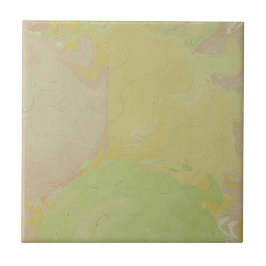 Abstract Pastel Swirl Olive Green タイル (正面)