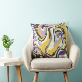 Abstract Pastel Swirl with Yellow and Purple クッション (椅子)