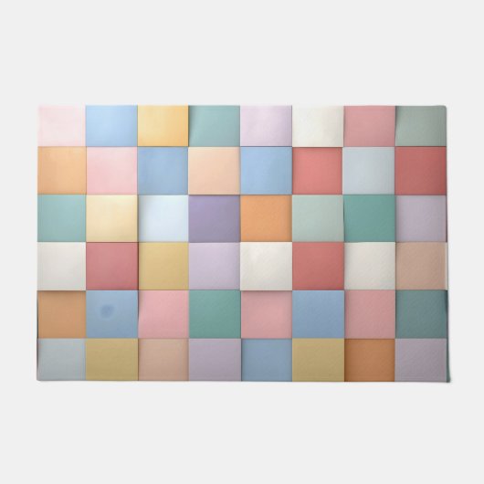 Abstract Pastel Tile Wall Pattern ドアマット (正面)