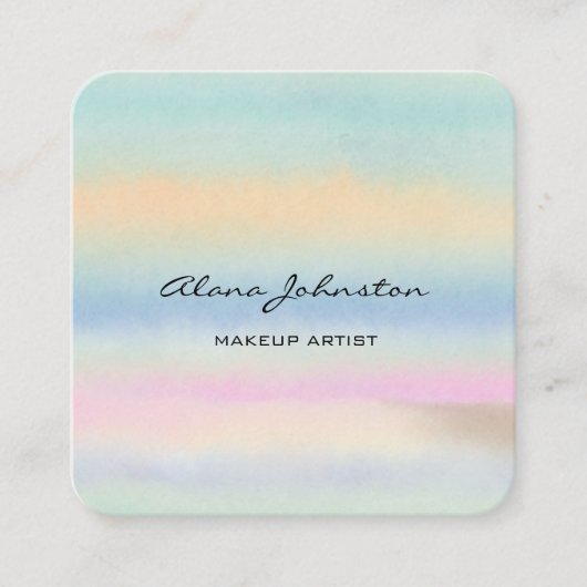 Abstract Pastel Watercolor  Square Business Card スクエア名刺 (正面)
