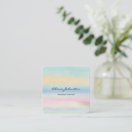 Abstract Pastel Watercolor  Square Business Card スクエア名刺 (スタンド正面)