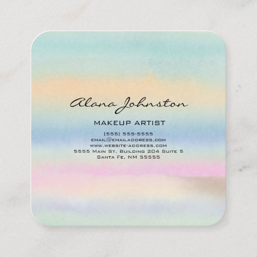 Abstract Pastel Watercolor Square Business Card スクエア名刺 (裏面)