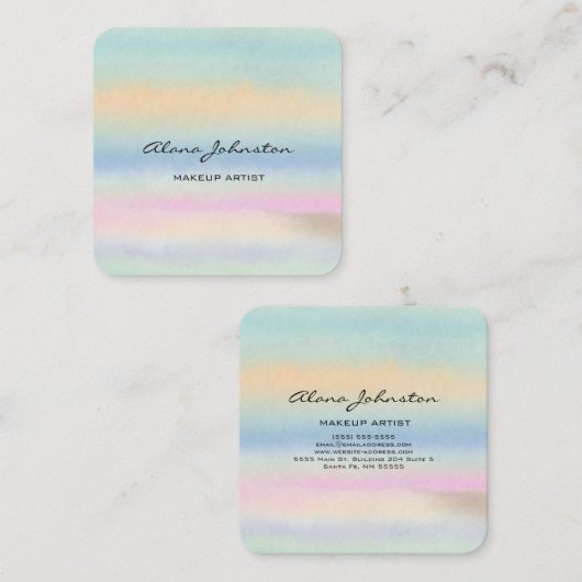 Abstract Pastel Watercolor  Square Business Card スクエア名刺 (正面/裏面)