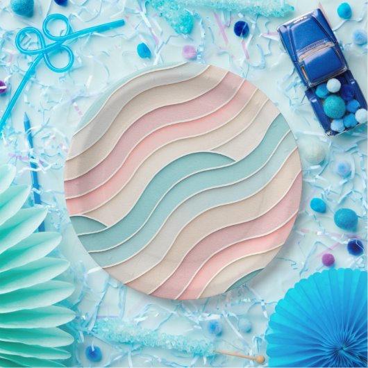 Abstract Pastel Waves – Elegant Modern Pattern  ペーパープレート (パーティー)