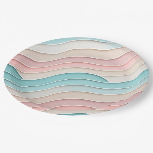 Abstract Pastel Waves – Elegant Modern Pattern  ペーパープレート (アングル)