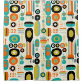 Abstract Pattern Colorful Retro Mid Century Modern シャワーカーテン (正面)