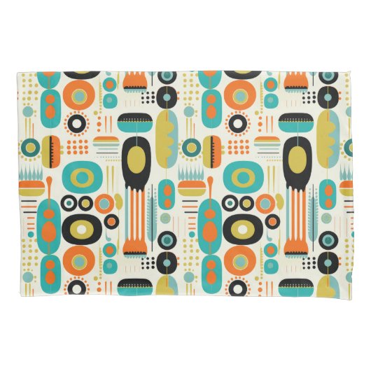 Abstract Pattern Colorful Retro Mid Century Modern 枕カバー (正面)