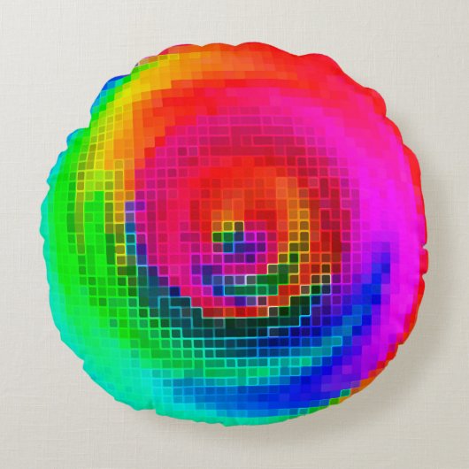 abstract pattern, multicolored geometric wallpaper ラウンドクッション (正面)