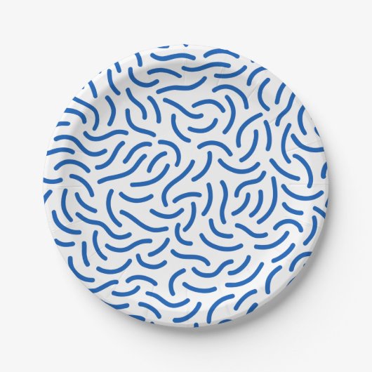 Abstract pattern of thick, wavy blue lines  ペーパープレート (正面)