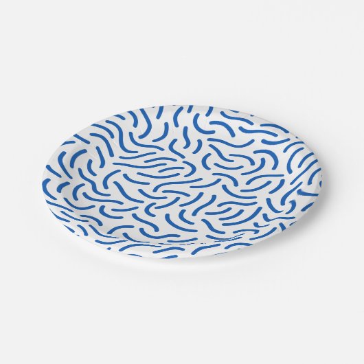 Abstract pattern of thick, wavy blue lines  ペーパープレート (アングル)