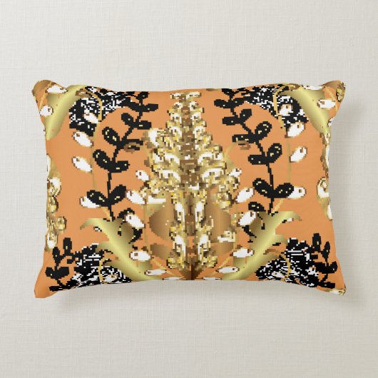 abstract pattern on orange yellow background with アクセントクッション (正面)