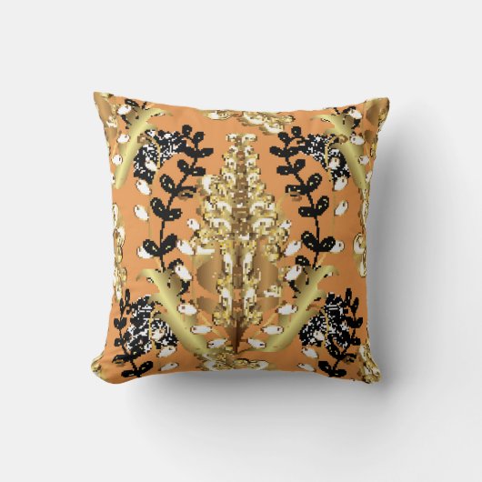 abstract pattern on orange yellow background with クッション (正面)