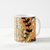 abstract pattern on orange yellow background with コーヒーマグカップ (正面右)