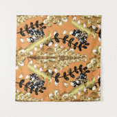 abstract pattern on orange yellow background with  タペストリー (正面(横))