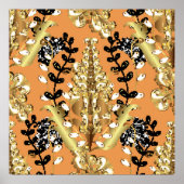 abstract pattern on orange yellow background with  ポスター (正面)