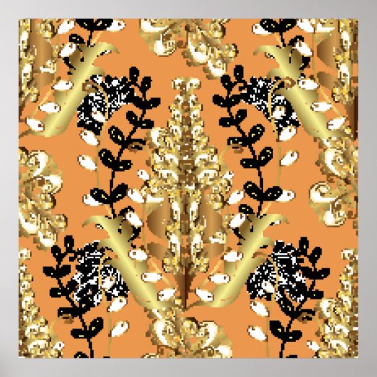 abstract pattern on orange yellow background with  ポスター (正面)