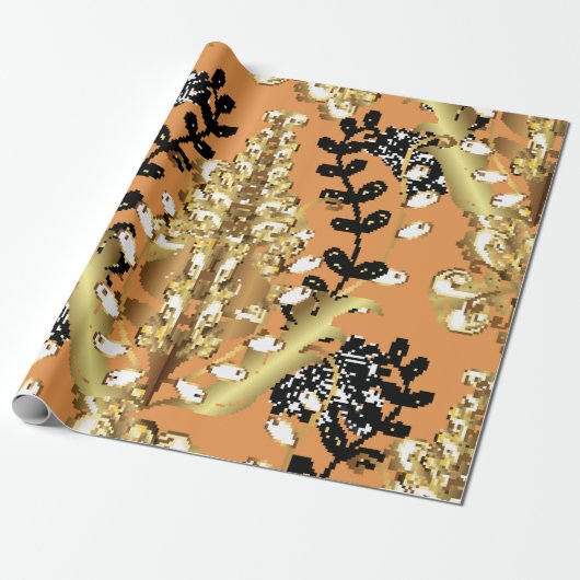 abstract pattern on orange yellow background with ラッピングペーパー (アンロールド)