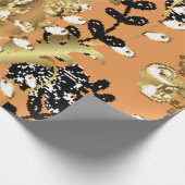 abstract pattern on orange yellow background with ラッピングペーパー (角)
