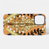 abstract pattern on orange yellow background with iPhoneケース (裏面横)