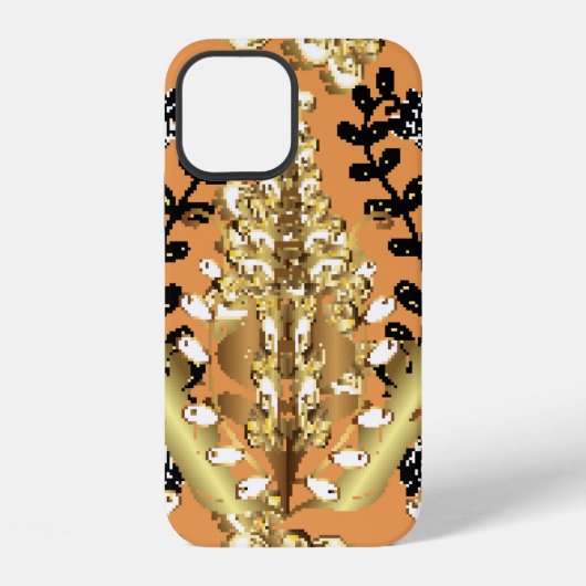 abstract pattern on orange yellow background with iPhoneケース (裏面)