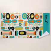 Abstract Pattern RETRO Mid Century Modern Name ビーチタオル (正面)