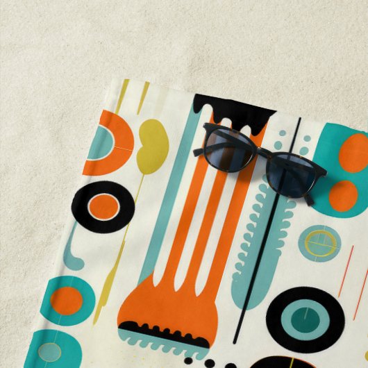 Abstract Pattern RETRO Mid Century Modern Name  ビーチタオル (インサイチュ)