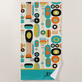 Abstract Pattern RETRO Mid Century Modern Name  ビーチタオル