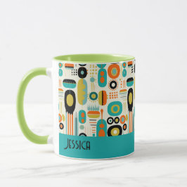 Abstract Pattern Vibrant Mid Century Modern Name  マグカップ