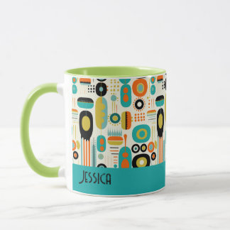 Abstract Pattern Vibrant Mid Century Modern Name  マグカップ