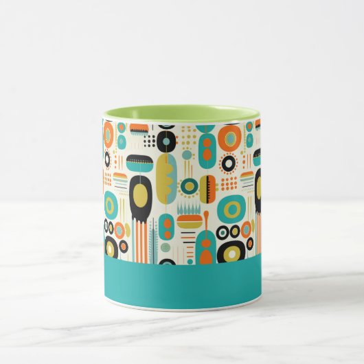 Abstract Pattern Vibrant Mid Century Modern Name  マグカップ (中央)