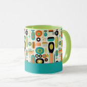Abstract Pattern Vibrant Mid Century Modern Name マグカップ (正面右)