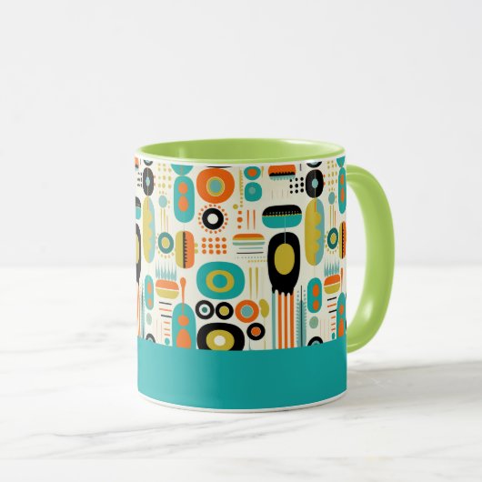 Abstract Pattern Vibrant Mid Century Modern Name  マグカップ (正面右)
