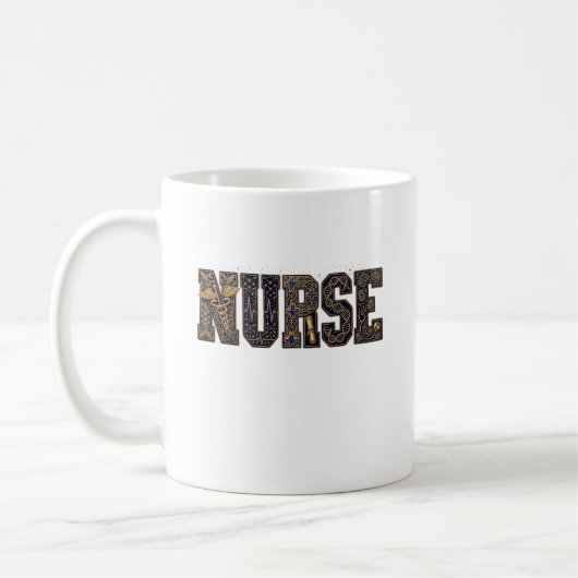 Abstract Patterns in Bold 'NURSE' Typography コーヒーマグカップ (左)