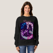 Abstract Peace Sign Hippie Art Pink Purple スウェットシャツ (正面フル)