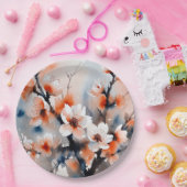 Abstract Peach Blossom Spring Paper Plates ペーパープレート (パーティー)