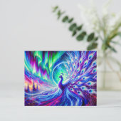 Abstract Peacock in Winter with Northern Lights ポストカード (スタンド正面)