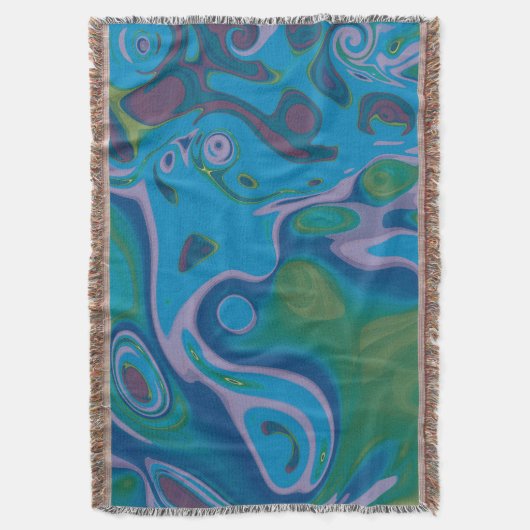 Abstract Peacock Swirl Throw Blanket スローブランケット (正面縦)