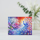 Abstract Peacock with Four Seasons and Lilac Bush  ポストカード (スタンド正面)