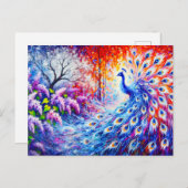 Abstract Peacock with Four Seasons and Lilac Bush  ポストカード (正面/裏面)