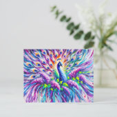 Abstract Peacock with Lilac Blossoms in Oil ポストカード (スタンド正面)