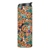 Abstract Pepperoni Pizza On Blue Color Background タンブラー (回転左)