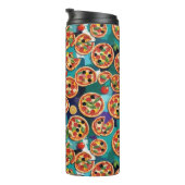 Abstract Pepperoni Pizza On Blue Color Background タンブラー (回転右)