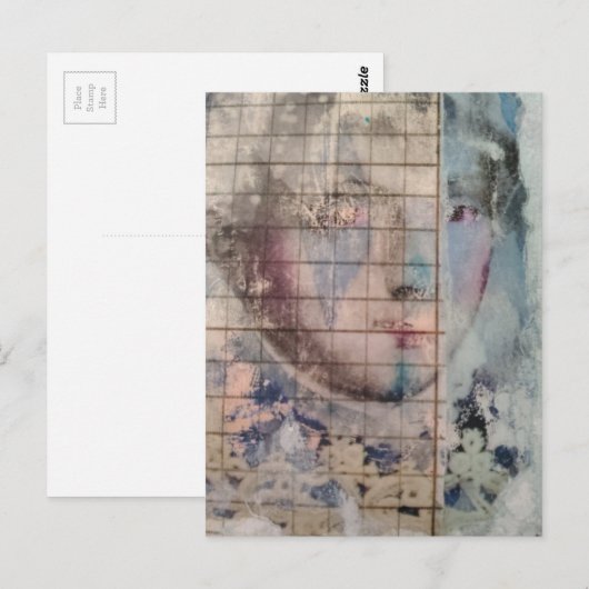 abstract person face mixed media Collage ポストカード (正面/裏面)