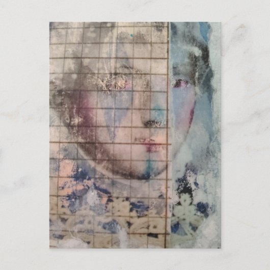 abstract person face mixed media Collage ポストカード (正面)