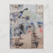 abstract person face mixed media Collage music ポストカード (正面)